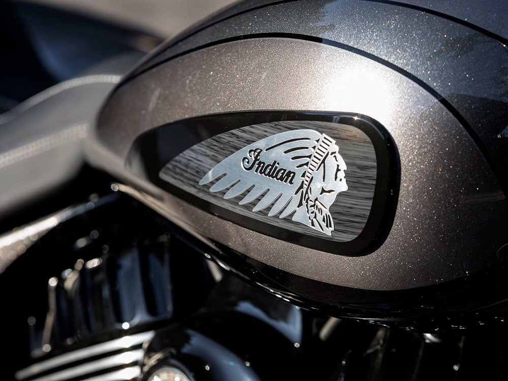 Finished result of laser engraved Indian Motorcycle emblem