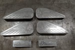 Laser engraved emblems for Indian Motorcycle