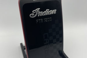 Laser engraved serialization onto tank badge for Indian Motorcycles